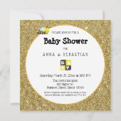 *~* Baby Bijen Glitter Baby Shower Uitnodiging (Achterkant)