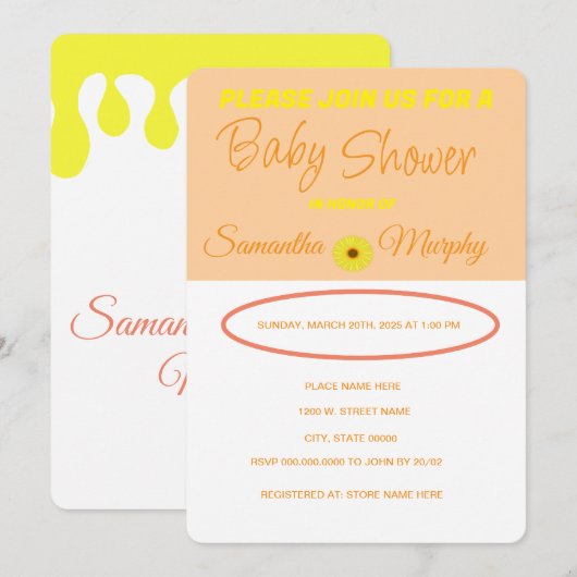 Baby bijen | Uitnodiging tot Baby shower (Voorkant / Achterkant)
