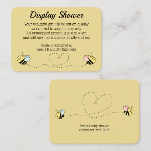 Baby bijentjes en meidentweelingkaart informatiekaartje (Voorkant / Achterkant)