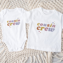 Baby bijpassende familie retro neef/neef crew