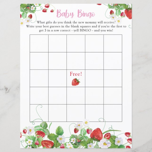 Baby Bingo | Aardbei Berry Sweet Baby shower (Voorkant)