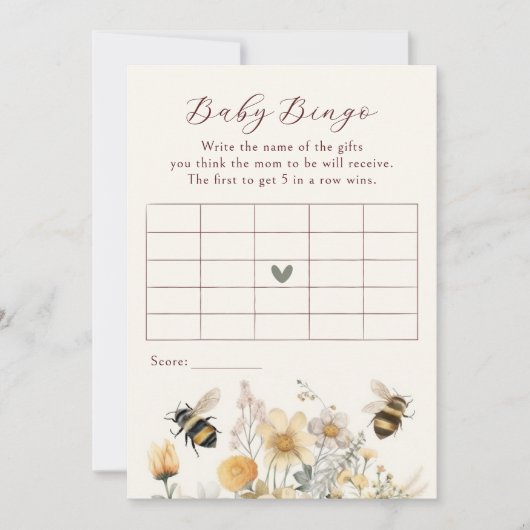 Baby Bingo Baby shower Game Bij Wildflower Bloemen Kaart (Voorkant)