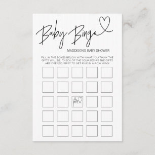 Baby Bingo Baby shower Game Card Black en White Informatiekaartje