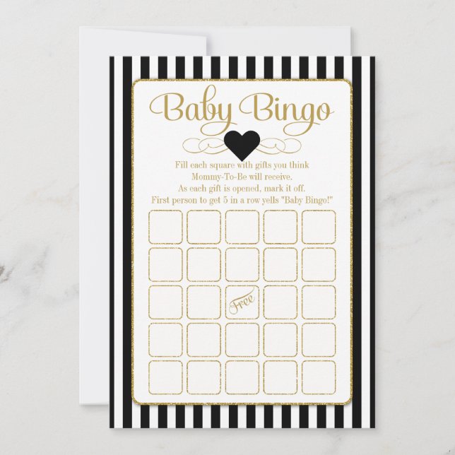 Baby Bingo Black Gold Baby shower Game Kaarten (Voorkant)