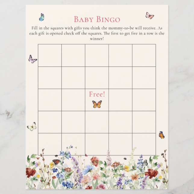 Baby Bingo | Bloemen en vlinders (Voorkant)