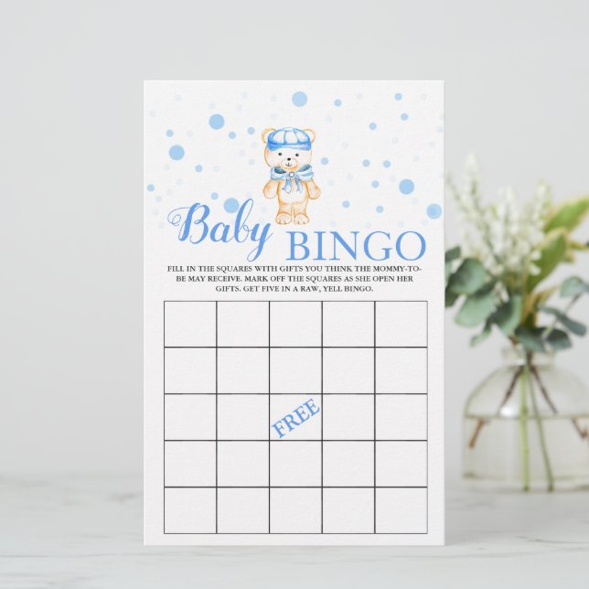 Baby Bingo Blue Baby Shower (Staand voorkant)