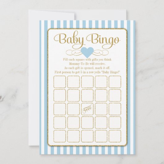 Baby Bingo Blue Baby shower Game Kaarten (Voorkant)