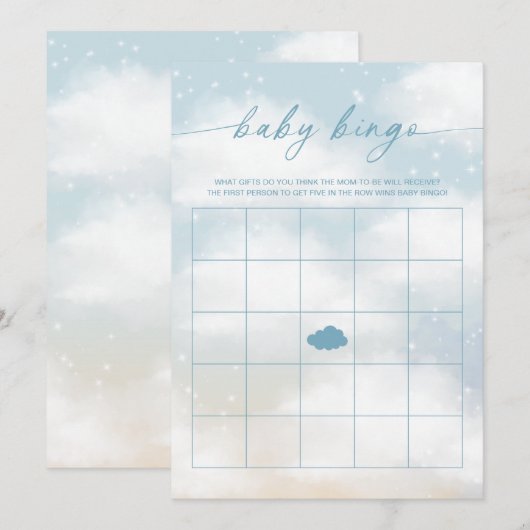 Baby Bingo Cloud 9 Blue Baby shower spel Kaart (Voorkant / Achterkant)