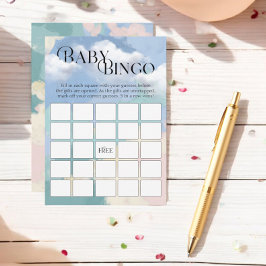 Baby Bingo Cloud Nine Pastel Baby shower Informatiekaartje