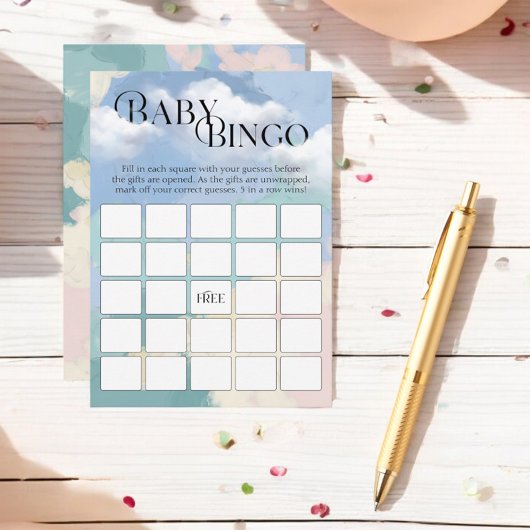 Baby Bingo Cloud Nine Pastel Baby shower Informatiekaartje