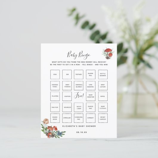 Baby Bingo | Game van onbewerkt Baby shower (Staand voorkant)