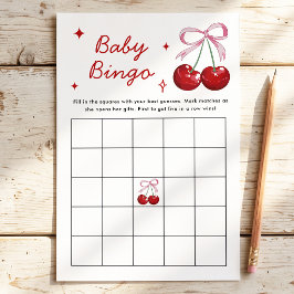 Baby Bingo Kersje op de Top Strik Baby Shower Spel