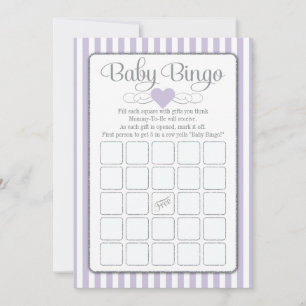 Baby Bingo Lavender Lila Baby shower Game Kaarten