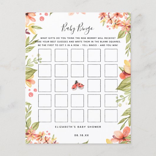 Baby Bingo | Little Ladybug Baby shower Game (Voorkant)