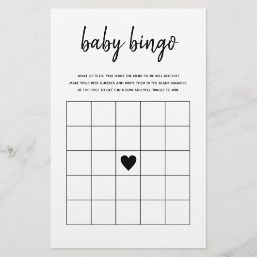 Baby Bingo Minimalist Baby shower Game (Voorkant)