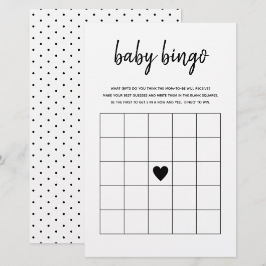 Baby Bingo Minimalist Baby shower Game (Voorkant / Achterkant)