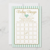 Baby Bingo Mint Green Gold Baby shower Game Kaarte Kaart (Voorkant)