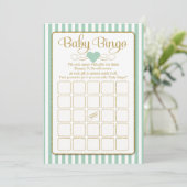 Baby Bingo Mint Green Gold Baby shower Game Kaarte Kaart (Staand voorkant)