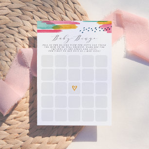Baby Bingo Moderne Abstracte roze & Blauwe Waterve Kaart
