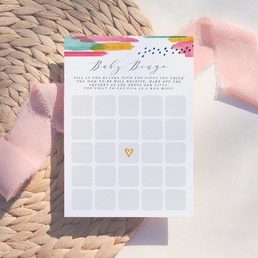 Baby Bingo Moderne Abstracte roze & Blauwe Waterve Kaart