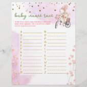 Baby Bingo & Naam Race Bunny Baby shower Spel Flyer (Achterkant)