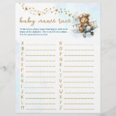 Baby Bingo & Naam Race Teddy Bear Baby shower Spel Flyer (Achterkant)