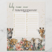 Baby Bingo & Naam Race Wild Baby shower Spel Flyer (Achterkant)