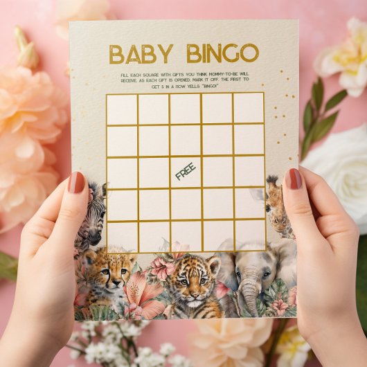 Baby Bingo & Naam Race Wild Baby shower Spel Flyer