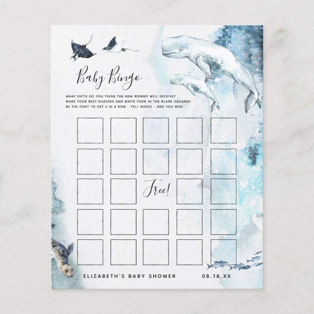 Baby Bingo | Ocean Baby Shower Spel (Voorkant)
