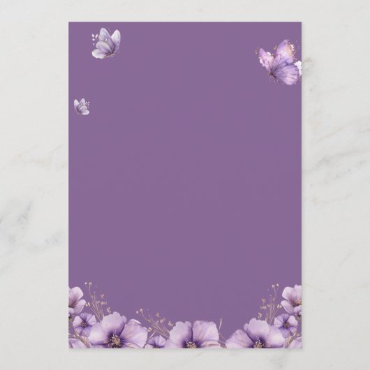 Baby Bingo Paarse vlinder Baby shower Game Kaart (Achterkant)