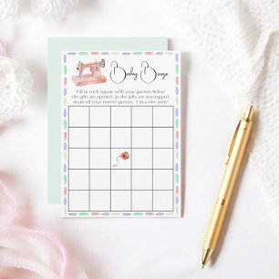 Baby Bingo Pastel Waterverf Stitch Shower Game Informatiekaartje