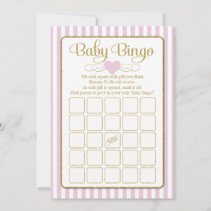 Baby Bingo Pink Gold Baby shower Game Kaarten