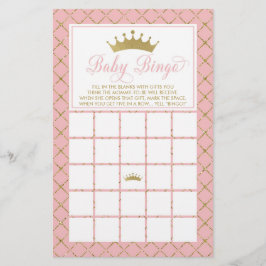 Baby Bingo, Princess Baby shower Game Flyer