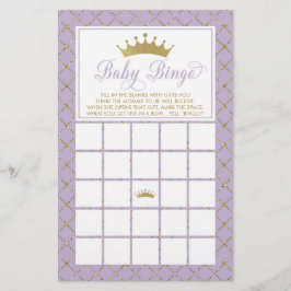 Baby Bingo, Princess Baby shower Game Flyer