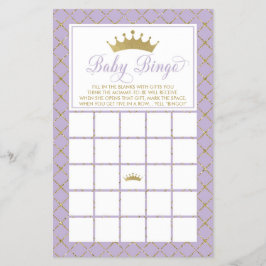 Baby Bingo, Princess Baby shower Game Flyer