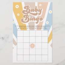 Baby Bingo Retro Sunshine Groovy Baby shower Game