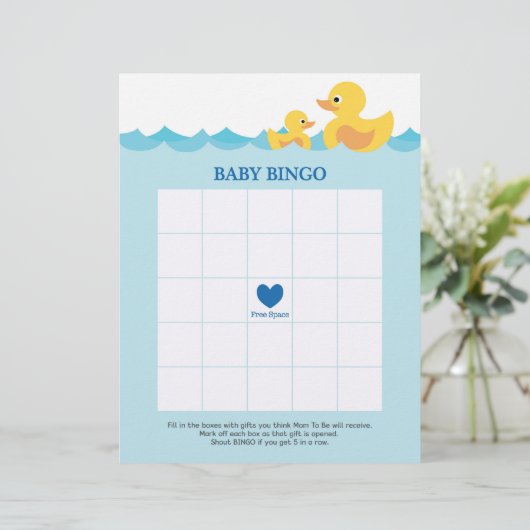 Baby Bingo Rubber Duck Baby shower Game (Staand voorkant)