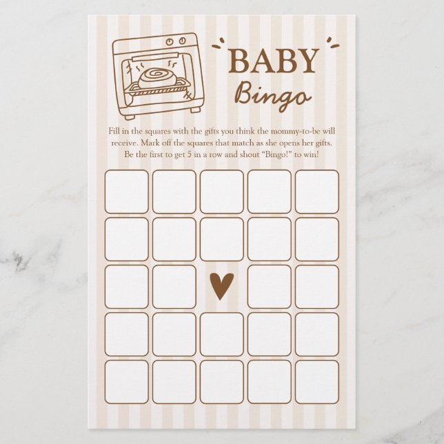 Baby Bingo Spel 'Een Broodje in de Oven' (Voorkant)