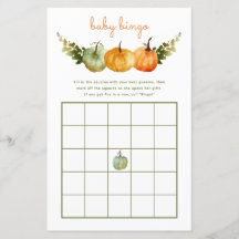 Baby Bingo Spel November Pompoen Herfst Baby showe