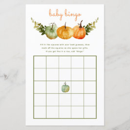 Baby Bingo Spel November Pompoen Herfst Baby showe