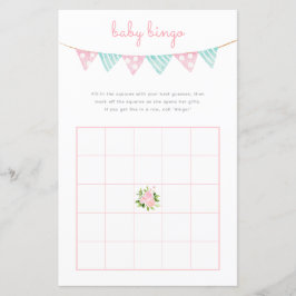 Baby Bingo spel - Pink Flowers Party Baby shower