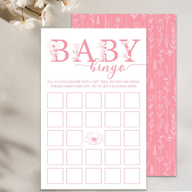 Baby Bingo Spel | Stof Roze Wilde Bloem (Pink Baby Bingo)
