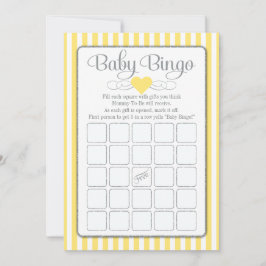Baby Bingo Yellow Grey Baby shower Game Kaarten