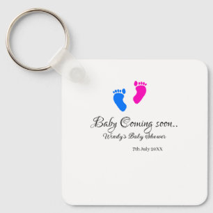 Baby Binnenkort verkrijgbaar baby shower Blue Pink Sleutelhanger
