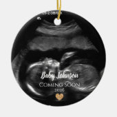 Baby Binnenkort verkrijgbaar Ultrasound Gold Heart Keramisch Ornament (Voorkant)