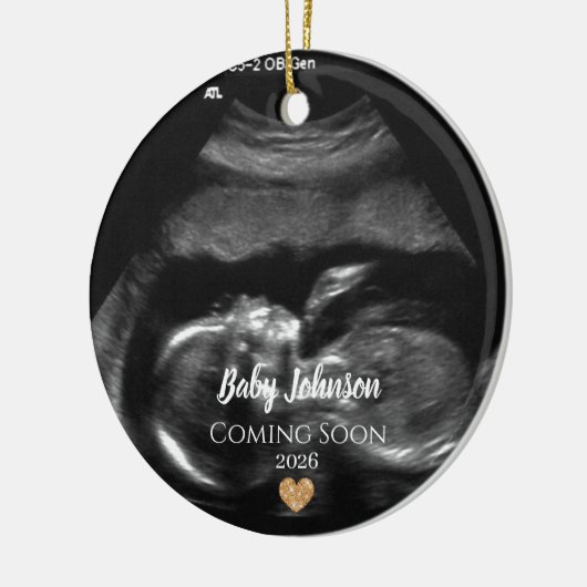 Baby Binnenkort verkrijgbaar Ultrasound Gold Heart Keramisch Ornament (Links)