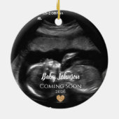 Baby Binnenkort verkrijgbaar Ultrasound Gold Heart Keramisch Ornament (Achterkant)
