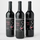 Baby Binnenkort zwarte zwangerschapsaankondiging Wijn Etiket (Flessen)