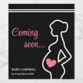 Baby Binnenkort zwarte zwangerschapsaankondiging Wijn Etiket (Enkel label)