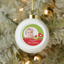 Baby Bird Baby's eerste kerstfoto Keramische Bal Ornament